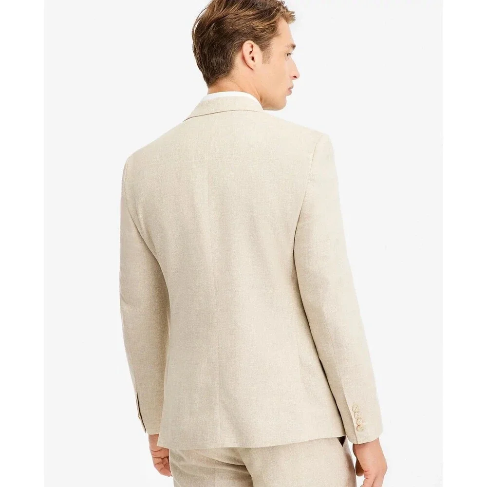 $495 NEW BAR III MENS 42R NATURAL LINEN SLIM 2 PIECE SUIT WITH DRESS PANTS 36X32